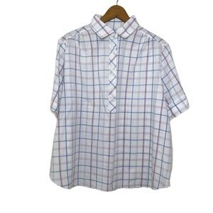 Liz Baker Sport Plaid Quarter Button-down Light-weight Short Sleeve Shirt
